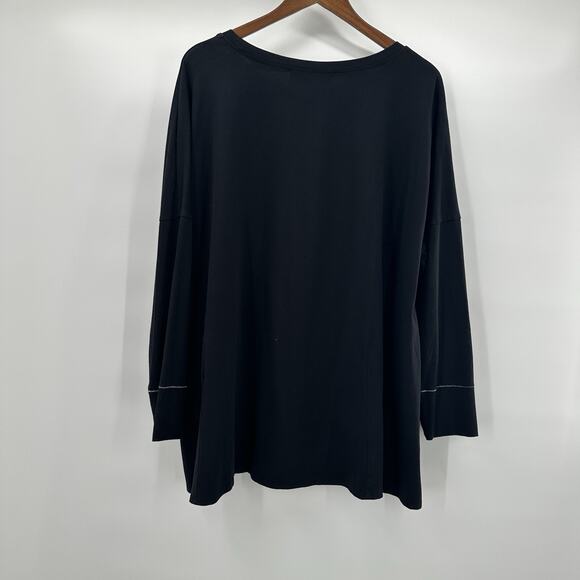 Habitat LIV Shirt Top Womens Medium Black Lagenlook Boxy Minimalist Pima Stretch - Picture 3 of 10